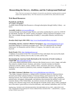 Researching the Slavery, Abolition, and the Underground Railroad
