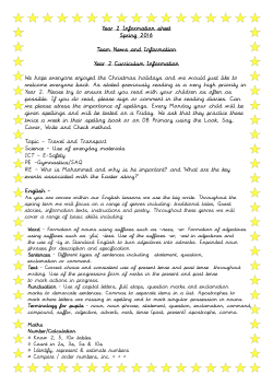 KS1 Information sheet - The Links Primary School