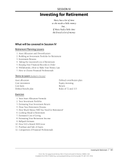 Session IV: Investing for Retirement