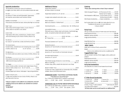 Specialty Sandwiches Additional Choices Catering Party Trays