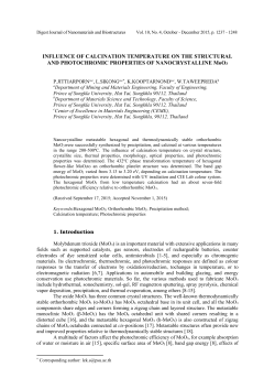 INFLUENCE OF CALCINATION TEMPERATURE ON THE