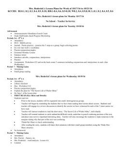 Mrs. Roderick`s Lesson Plans for Week of 10/17/16 to 10/21/16