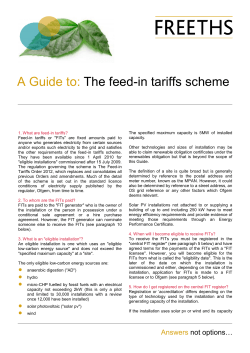 A Guide to: The feed-in tariffs scheme