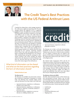 C The Credit Team`s Best Practices with the US Federal Antitrust Laws