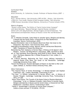 Curriculum Vitae - Brock University