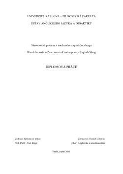 diplomová práce - Univerzita Karlova