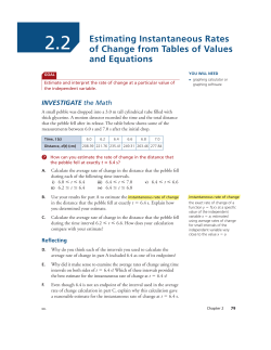 Estimating Instantaneous Rates of Change from Tables of