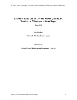 Effects of Land Use on Ground Water Quality, St. Cloud Area