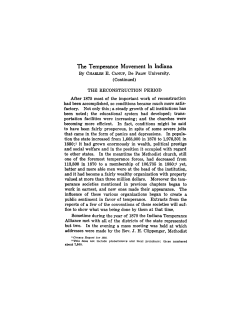 The Temperance Movement In Indiana