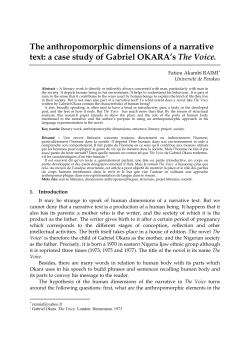 The anthropomorphic dimensions of a narrative text: a case
