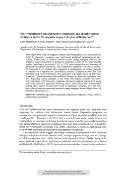 Peer victimisation and depressive symptoms : Can specific coping