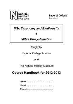 Biosystematics and Taxonomy Handbook 2012-13