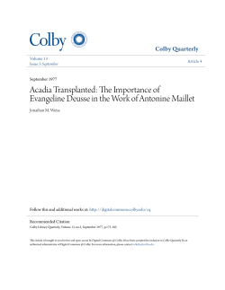 Acadia Transplanted: The Importance of Evangeline Deusse in the