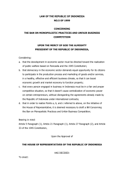 LAW OF THE REPUBLIC OF INDONESIA NO.5 OF 1999
