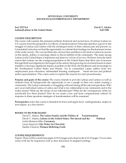 SETON HALL UNIVERSITY SOCIOLOGY/ANTHROPOLOGY