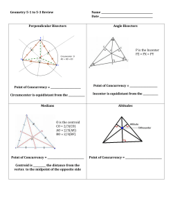 Geometry 5-1 to 5-3 Review Name Date Perpendicular Bisectors