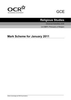 Mark scheme - Unit G571 - AS Philosophy of religion - January