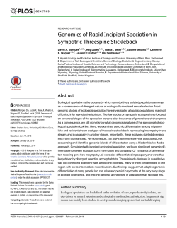 Genomics of Rapid Incipient Speciation in Sympatric Threespine