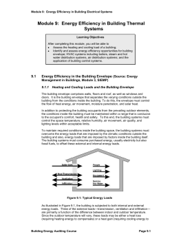 Module 9: Energy Efficiency in Building Thermal Systems