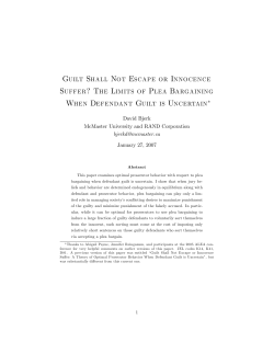 The Limits oF Plea Bargaining When DeFendant Guilt is Uncertain!