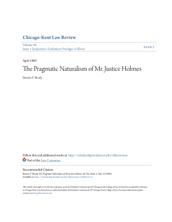 The Pragmatic Naturalism of Mr. Justice Holmes