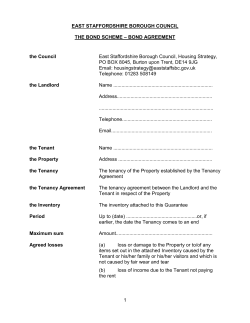 Bond Scheme Bond Agreement - East Staffordshire Borough Council