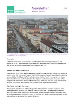 Newsletter 9, April 2017 - Mistra Arctic Sustainabe Development