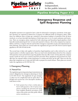 PST Briefing Paper #12 &ndash; Emergency Response and Spill