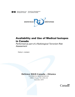 Availability and Use of Medical Isotopes in Canada