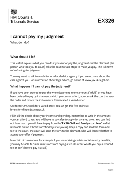 EX326 &ndash; I cannot pay my judgment &ndash; what do I do?