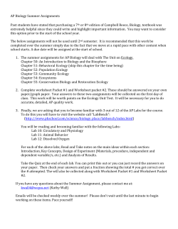 AP Biology Summer Assignments