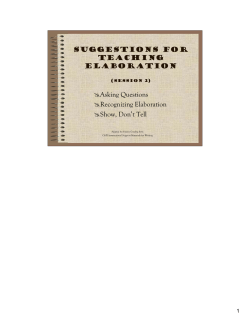 Suggestions for Teaching Elaboration Asking Questions