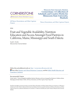 Fruit and Vegetable Availability, Nutrition Education