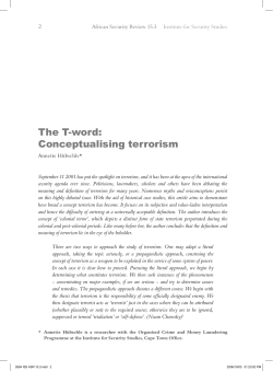 The T-Word - Institute for Security Studies