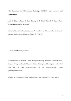 The Consortium for Metabonomic Toxicology (COMET): Aims