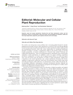 Editorial: Molecular and Cellular Plant Reproduction