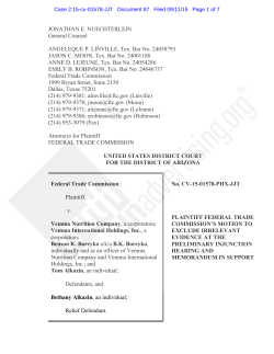 FTC`s Motion to Exclude Irrelevant Evidence