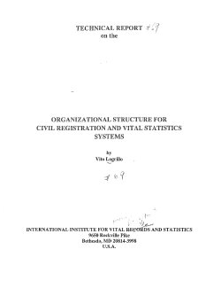 TECHNICAl, REPORT:!` ~? on the ORGANIZATIONAL STRUCTURE