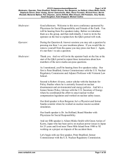 Moderator - Physicians for Social Responsibility