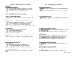 Preschool Child Observation Record Key Developmental Indicators
