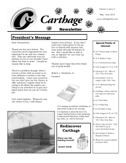 Newsletter President`s Message Rediscover Carthage