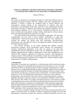 Lexical Cohesion and Metacognitive Strategy Training