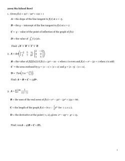 1. Given f(x) = 2x3 &ndash; 9x2 + 12x + 1 A = the slope of the line tangent to