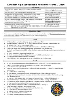 Lyneham High School Band Newsletter Term 1, 2016