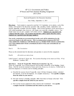 AP U.S. Government and Politics D`Souza and Peim Summer