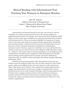 Shared Reading with Informational Text: Teaching Text Features to