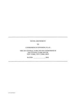 ninth amendment to condominium offering plan the