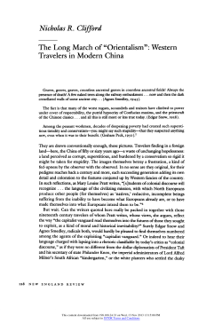 Nicholas R. Clifford The Long March of "Orientalism": Western