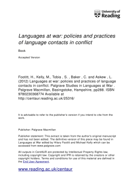 Languages at war - Reading`s CentAUR
