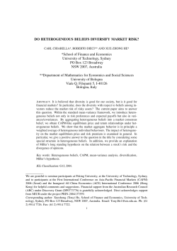 DO HETEROGENEOUS BELIEFS DIVERSIFY MARKET RISK